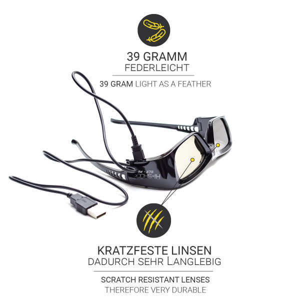 Hi-SHOCK Pro 7G Black Diamond - DLP Link 3D Brille mit max. Akkukapazität