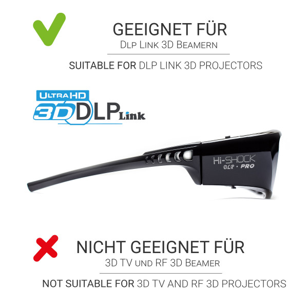 Hi-SHOCK Pro 7G Black Diamond - DLP Link 3D Brille mit max. Akkukapazität