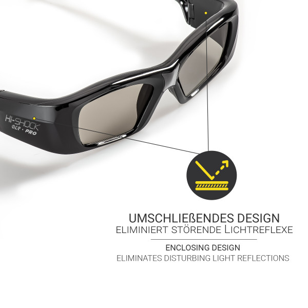 Hi-SHOCK Pro 7G Black Diamond - DLP Link 3D Brille mit max. Akkukapazität