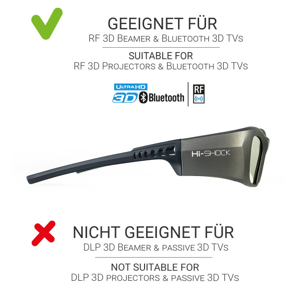 HI-SHOCK Oxid Diamond Aktive 3D Brille RF/Bluetooth | Dualplay / Dualview